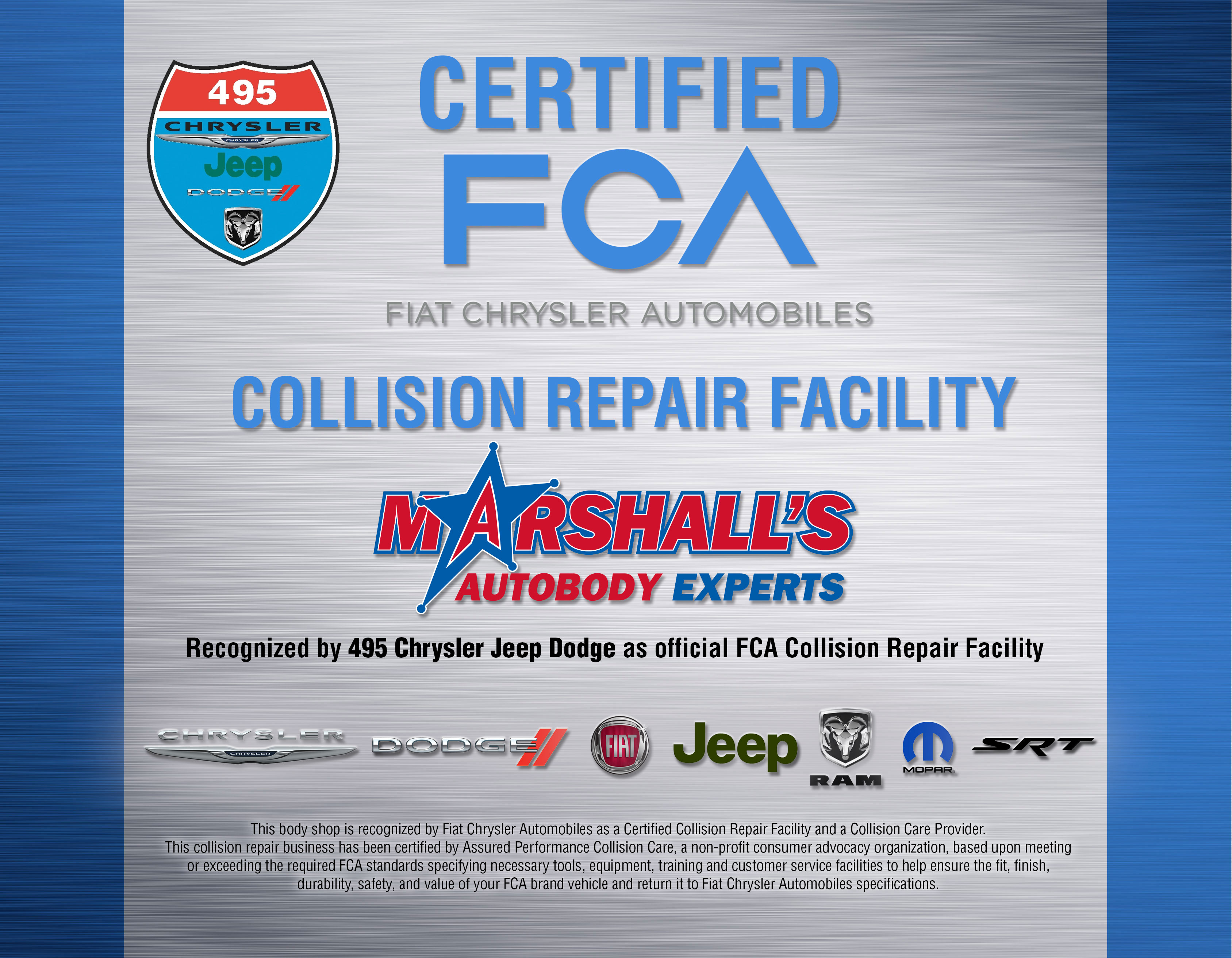 Certified FCA Collision Repair Facility